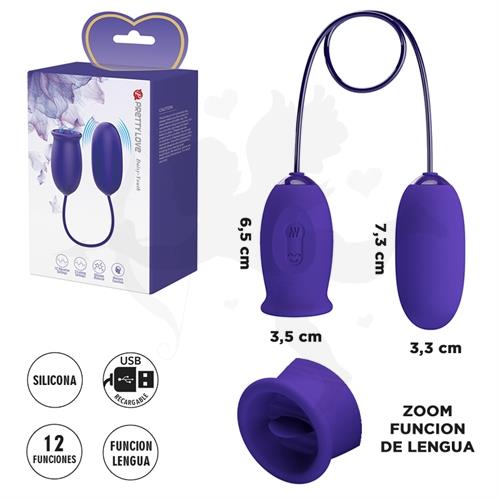 Doble vibrador Bala + Vibrador con forma de lengua