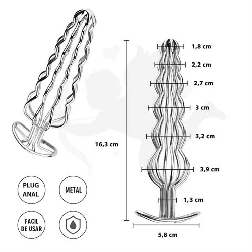 Plug anal metalico hueco de seis bolas